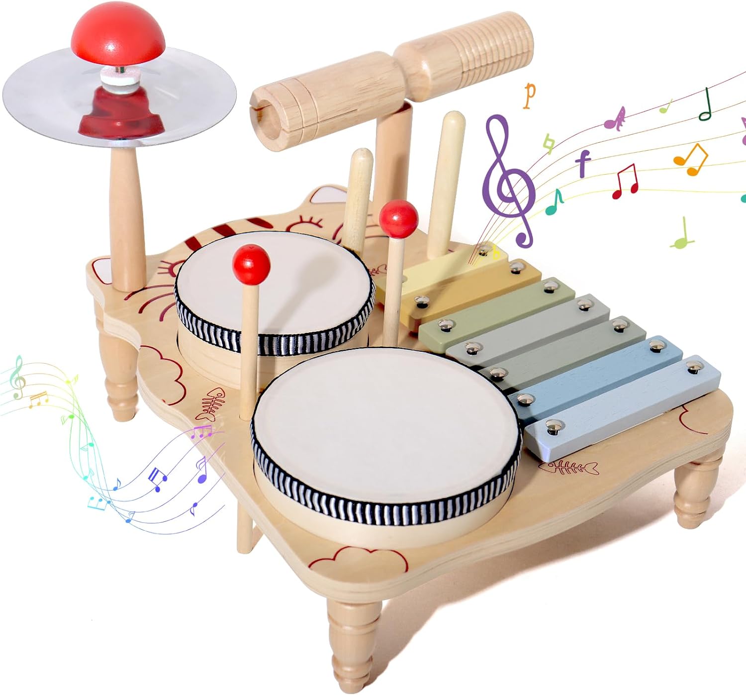 Musical Instrument Harmonium - Ensemble de batterie Xylophone en bois